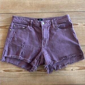 Just Black Plum Frayed Hem Denim Shorts
